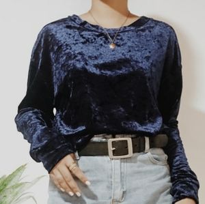 H&M Navy Blue Crushed velvet top Size XL